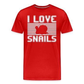I love snails - Männer Premium Bio T-Shirt - Rot - Vorne - Damien (186cm)