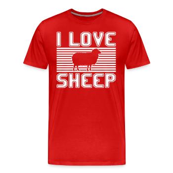J’aime les moutons - T-shirt bio Premium Homme - rouge - Devant - Damien (186cm)