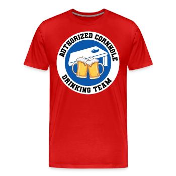 Cornhole Drinking Bean Bag Toss Outdoor Lawn Game - Men's Premium Organic T-Shirt - red - Front - Damien (186cm)