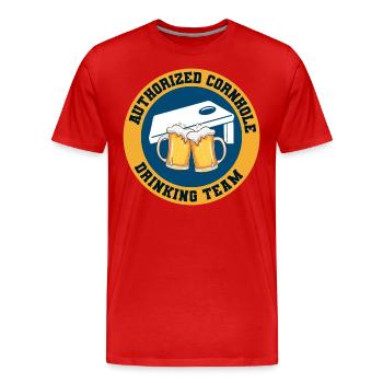 Cornhole Drinking Bean Bag Toss Outdoor Lawn Game - Men's Premium Organic T-Shirt - red - Front - Damien (186cm)