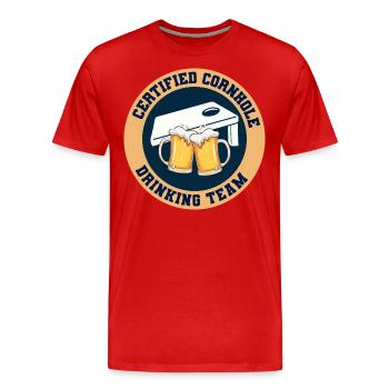 Cornhole Drinking Bean Bag Toss Outdoor Lawn Game - Men's Premium Organic T-Shirt - red - Front - Damien (186cm)