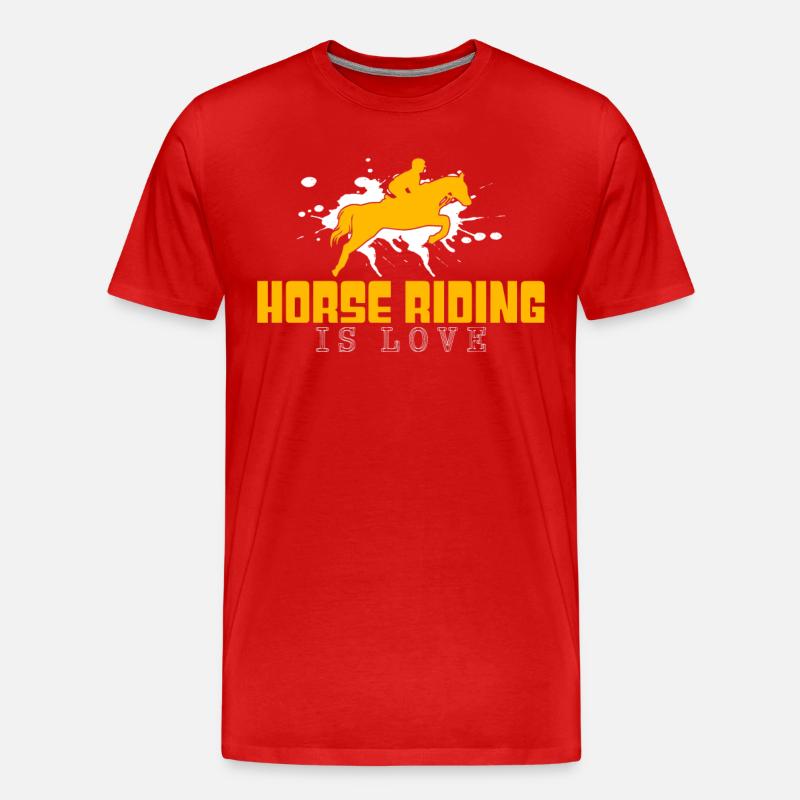 Pferde reiten Spruch - Männer Premium Bio T-Shirt - Rot