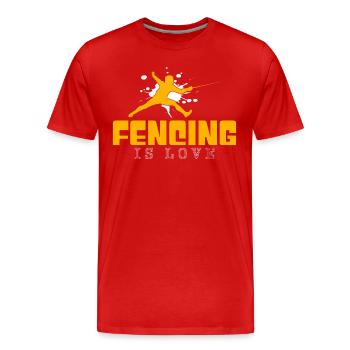 Escrime - T-shirt bio Premium Homme - rouge - Devant - Damien (186cm)