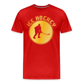 Hockey sur glace - T-shirt bio Premium Homme - rouge - Devant - Damien (186cm)