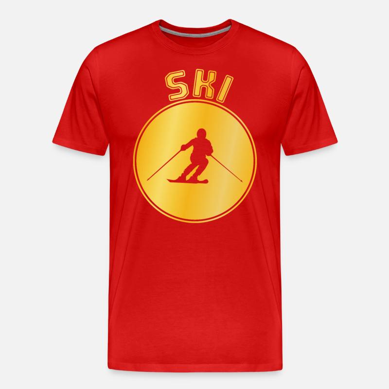 Ski - Männer Premium Bio T-Shirt - Rot