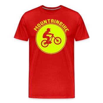 Mountain biking - Men's Premium Organic T-Shirt - red - Front - Damien (186cm)