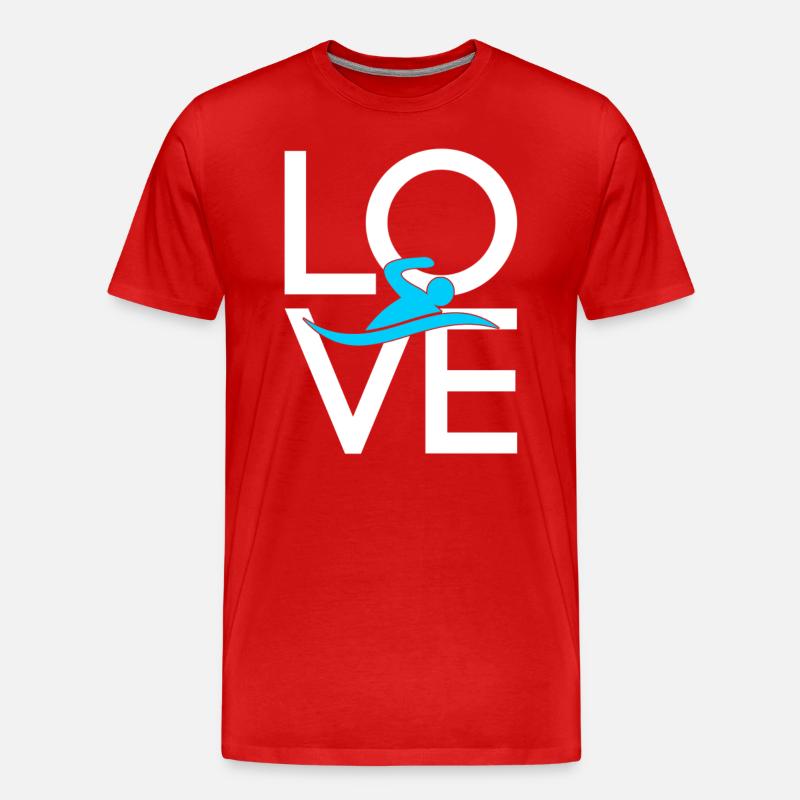 Schwimmen - Männer Premium Bio T-Shirt - Rot