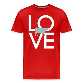 Cow - Men's Premium Organic T-Shirt - red - Front - Damien (186cm)