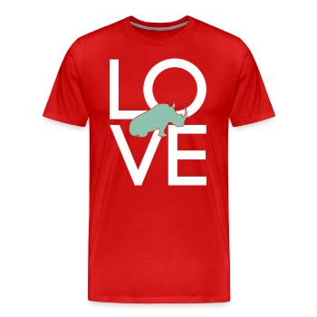 Rhinoceros - Men's Premium Organic T-Shirt - red - Front - Damien (186cm)