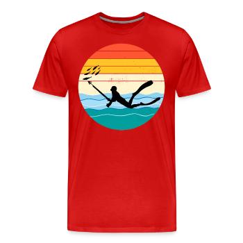 Chasse sous-marine Pêche sous-marine Vintage Retro - T-shirt bio Premium Homme - rouge - Devant - Damien (186cm)