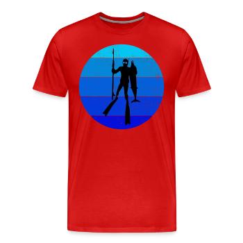 Pêche sous-marine Pêche sous-marine Pêche au harpon - T-shirt bio Premium Homme - rouge - Devant - Damien (186cm)