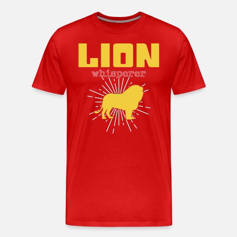 Löwen Flüsterer - Männer Premium Bio T-Shirt - Rot