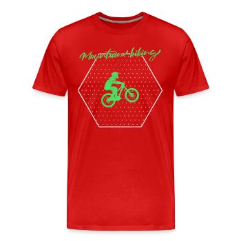 Mountain bike - Men's Premium Organic T-Shirt - red - Front - Damien (186cm)