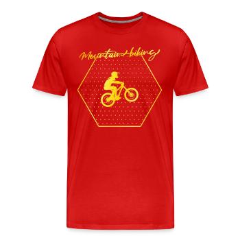 Mountain bike - Men's Premium Organic T-Shirt - red - Front - Damien (186cm)