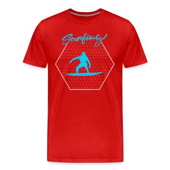 Surfing - Men's Premium Organic T-Shirt - red - Front - Damien (186cm)