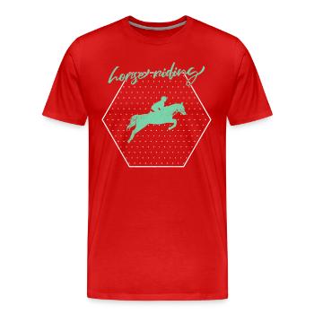 Équitation - T-shirt bio Premium Homme - rouge - Devant - Damien (186cm)