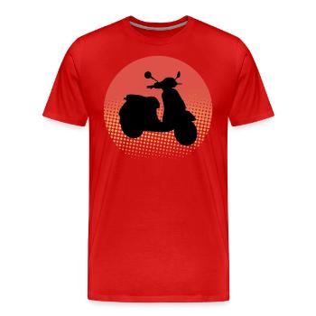 Roller Fahrer Roller Motorrad Vintage Retro - Männer Premium Bio T-Shirt - Rot - Vorne - Damien (186cm)