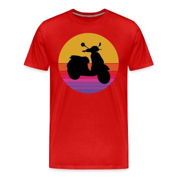 Roller Fahrer Roller Motorrad Vintage Retro - Männer Premium Bio T-Shirt - Rot - Vorne - Damien (186cm)