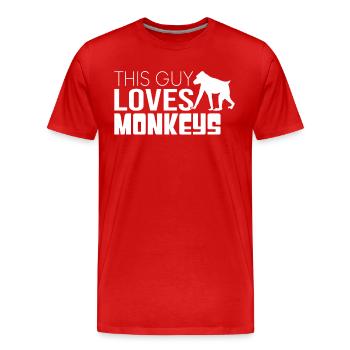 Dieser Typ liebt Affen - Männer Premium Bio T-Shirt - Rot - Vorne - Damien (186cm)