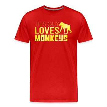 Dieser Typ liebt Affen - Männer Premium Bio T-Shirt - Rot - Vorne - Damien (186cm)