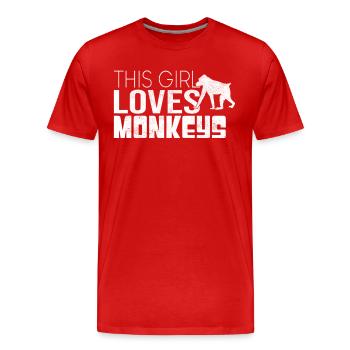 Dieses Mädchen liebt Affen - Männer Premium Bio T-Shirt - Rot - Vorne - Damien (186cm)