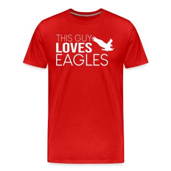 Dieser Typ liebt Adler - Männer Premium Bio T-Shirt - Rot - Vorne - Damien (186cm)