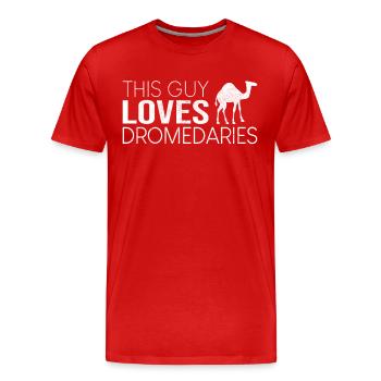 Ce type aime les dromadaires - T-shirt bio Premium Homme - rouge - Devant - Damien (186cm)