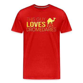 Ce type aime les dromadaires - T-shirt bio Premium Homme - rouge - Devant - Damien (186cm)