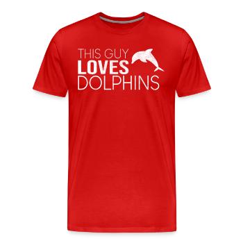 Dieser Typ liebt Delfine - Männer Premium Bio T-Shirt - Rot - Vorne - Damien (186cm)