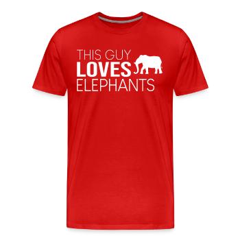 Ce type aime les éléphants - T-shirt bio Premium Homme - rouge - Devant - Damien (186cm)