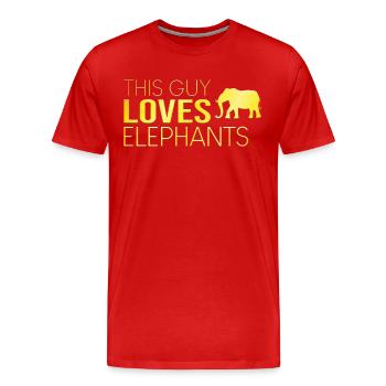 Ce type aime les éléphants - T-shirt bio Premium Homme - rouge - Devant - Damien (186cm)