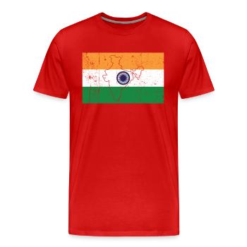 Indien Flagge - Männer Premium Bio T-Shirt - Rot - Vorne - Damien (186cm)