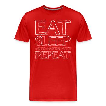 Essen Schlafen Kampfsport - Männer Premium Bio T-Shirt - Rot - Vorne - Damien (186cm)