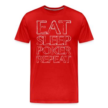 Eating Sleep Poker - Men's Premium Organic T-Shirt - red - Front - Damien (186cm)