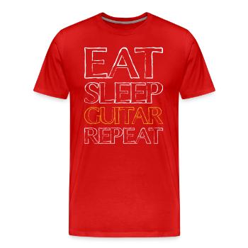 Dormir en jouant de la guitare - T-shirt bio Premium Homme - rouge - Devant - Damien (186cm)
