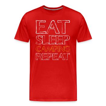 Manger Dormir en camping - T-shirt bio Premium Homme - rouge - Devant - Damien (186cm)