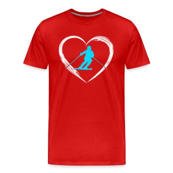 Amour du ski - T-shirt bio Premium Homme - rouge - Devant - Damien (186cm)