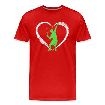 L’amour du tennis - T-shirt bio Premium Homme - rouge - Devant - Damien (186cm)