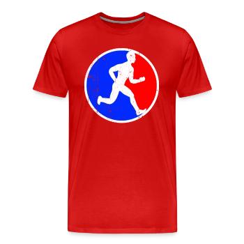 Jogging Logo - T-shirt bio Premium Homme - rouge - Devant - Damien (186cm)