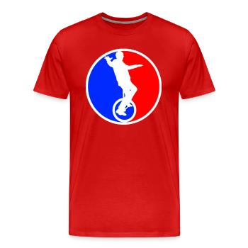 Unicycle Logo - Men's Premium Organic T-Shirt - red - Front - Damien (186cm)