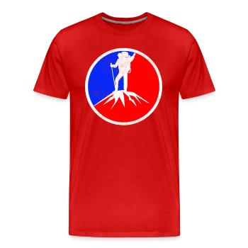 Logo de l’alpinisme - T-shirt bio Premium Homme - rouge - Devant - Damien (186cm)