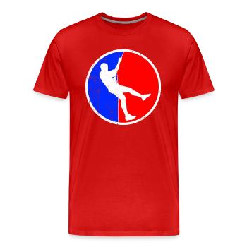 Klettern Logo - Männer Premium Bio T-Shirt - Rot - Vorne - Damien (186cm)