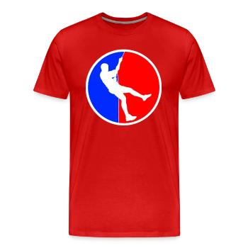 Logo d’escalade - T-shirt bio Premium Homme - rouge - Devant - Damien (186cm)