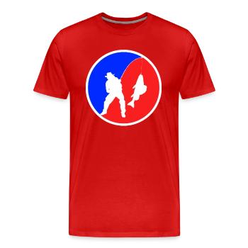 Logo de pêche - T-shirt bio Premium Homme - rouge - Devant - Damien (186cm)