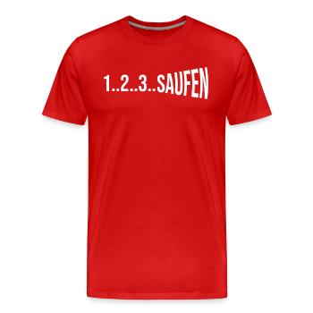 SAUFEN - Männer Premium Bio T-Shirt - Rot - Vorne - Damien (186cm)