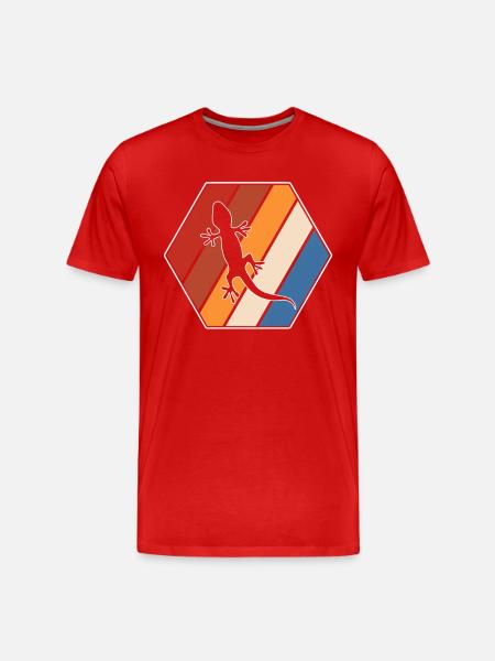 Eidechse Retro - Männer Premium Bio T-Shirt - Rot