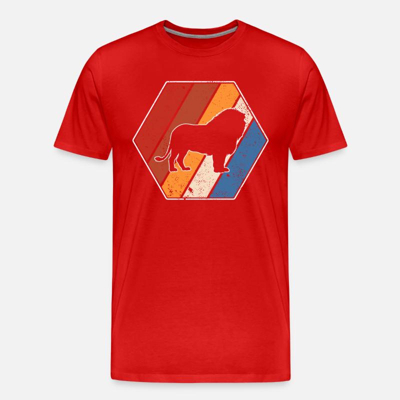 Löwe Retro - Männer Premium Bio T-Shirt - Rot