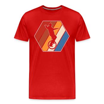 Rétro monocycle - T-shirt bio Premium Homme - rouge - Devant - Damien (186cm)