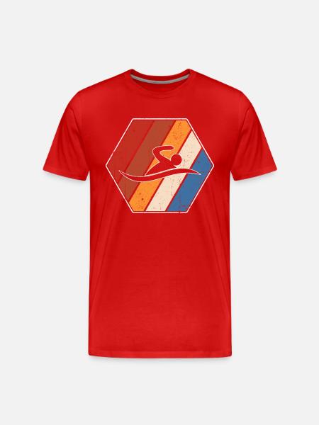 Swimming Retro - Men's Premium Organic T-Shirt - red