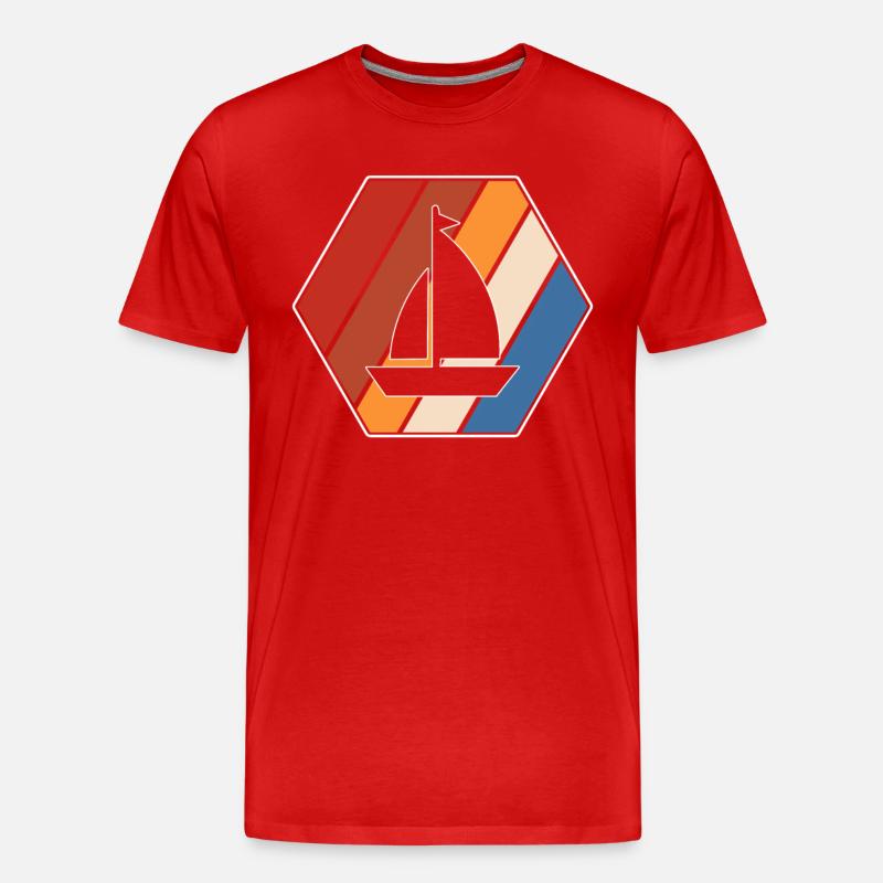 Segeln Retro - Männer Premium Bio T-Shirt - Rot